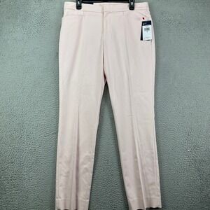 Chaps Womens Dress Pants 12 Pink Slim Fit Flat Front Mid Rise Stretch Pocket NEW